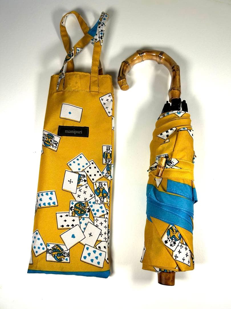 manipuri マニプリ 晴雨兼用 折り畳み傘 イエロー トランプ