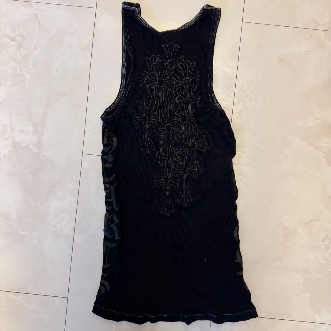 本物保証★クロムハーツ★メンズタンクトップ★バック&両サイドロゴ★白ステッチM