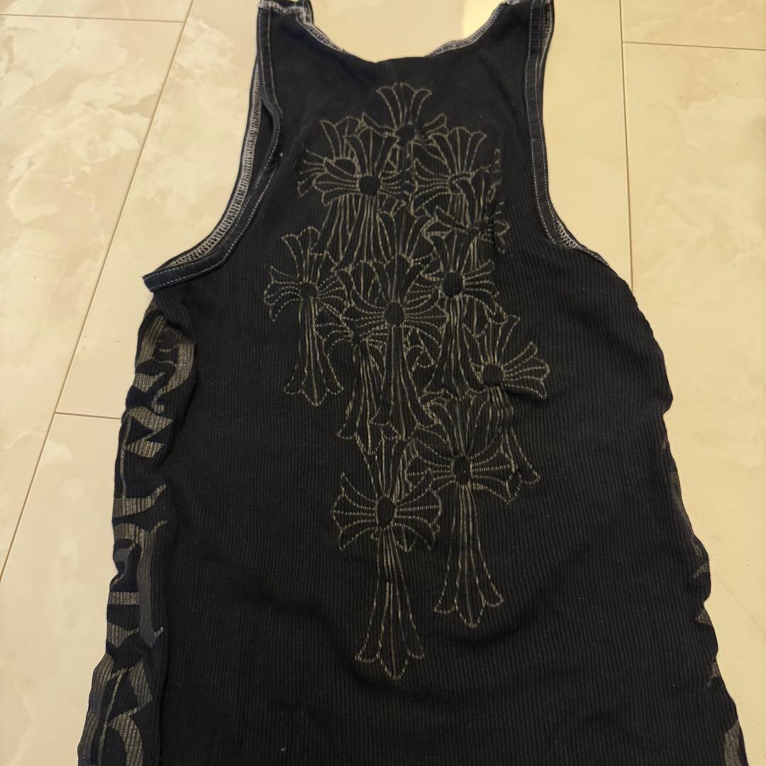 本物保証★クロムハーツ★メンズタンクトップ★バック&両サイドロゴ★白ステッチM