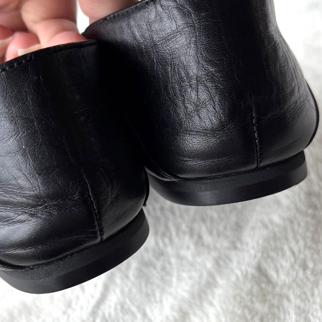 [極美品] アトリエブルージュメタルモチーフフラットシューズ ブラック 牛革