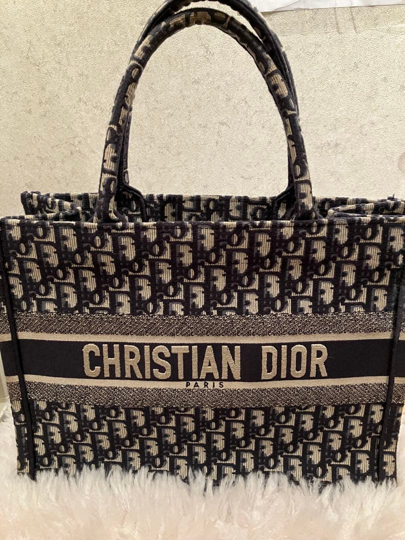 CHRISTIAN DIOR トートバッグ ネイビー/ベージュ