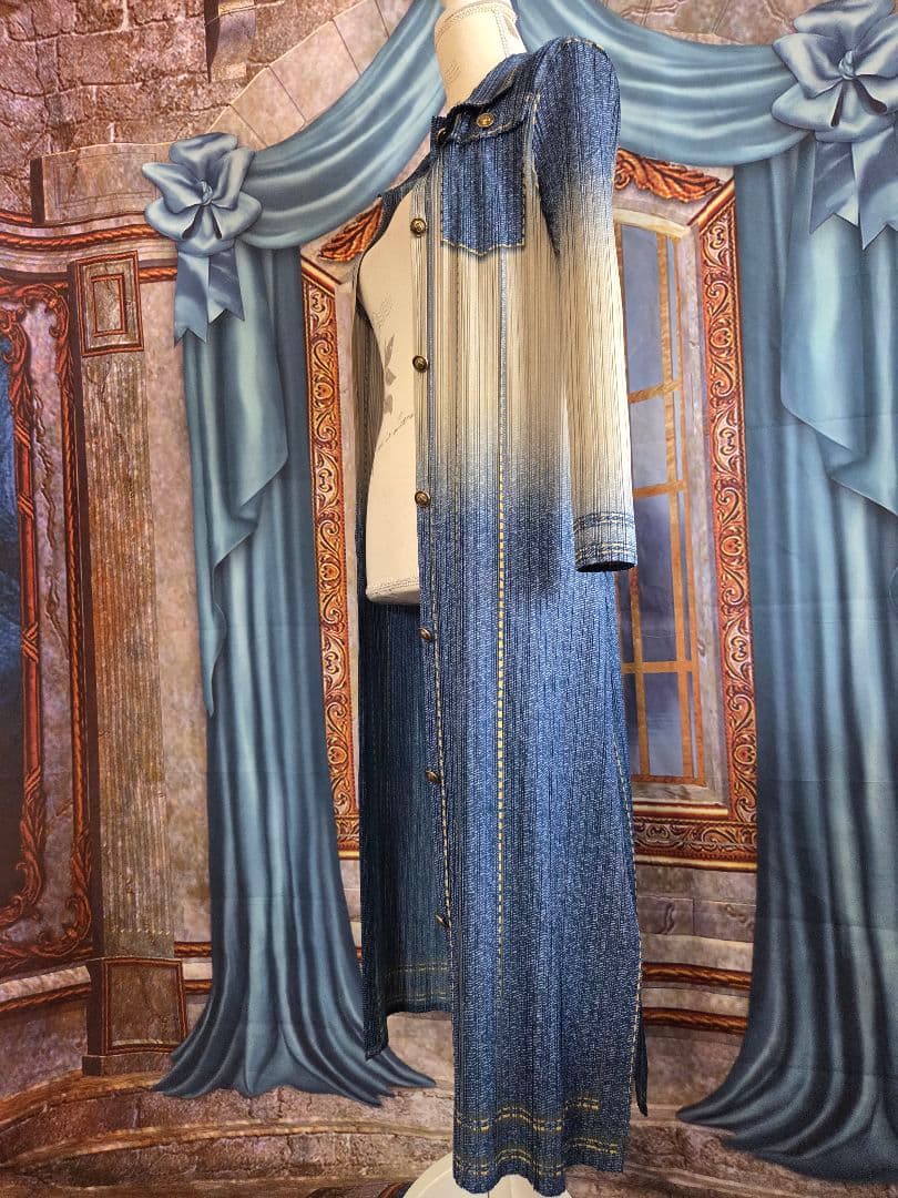 フリー【新品インポートセレクト】高級プリーツスプリングコートデニム調デザイン