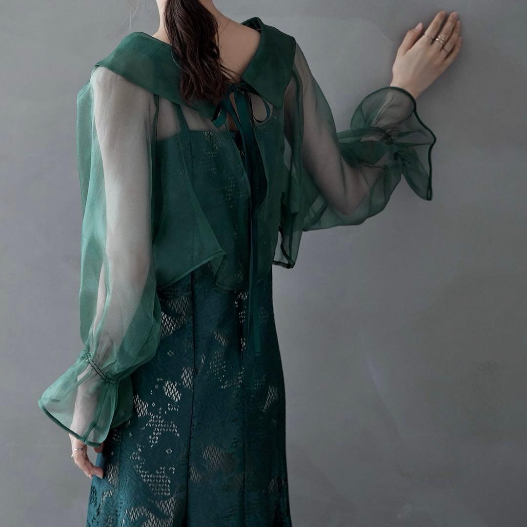 etoll. シアーブラウス&マーメイドキャミソールパーティードレス