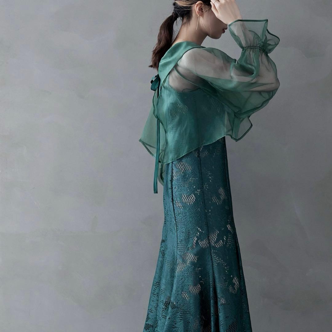 etoll. シアーブラウス&マーメイドキャミソールパーティードレス