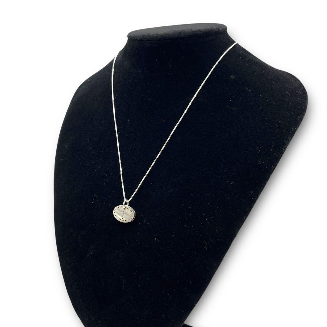 【美品】HERMES エクリプス エブリン パンチング ネックレス シルバー