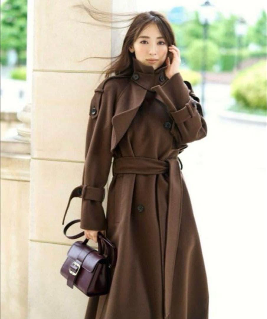 SNIDEL ウロコカシミアスタンドカラーコート ブラウン 0