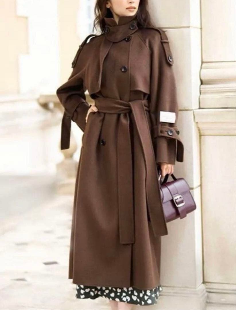 SNIDEL ウロコカシミアスタンドカラーコート ブラウン 0