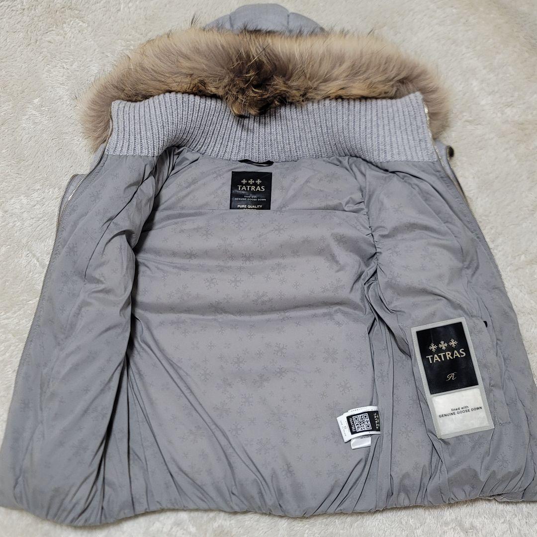 極美品✨タトラス ダウンベスト ラクーンファー カシミヤ混 ダブルジップ グレー