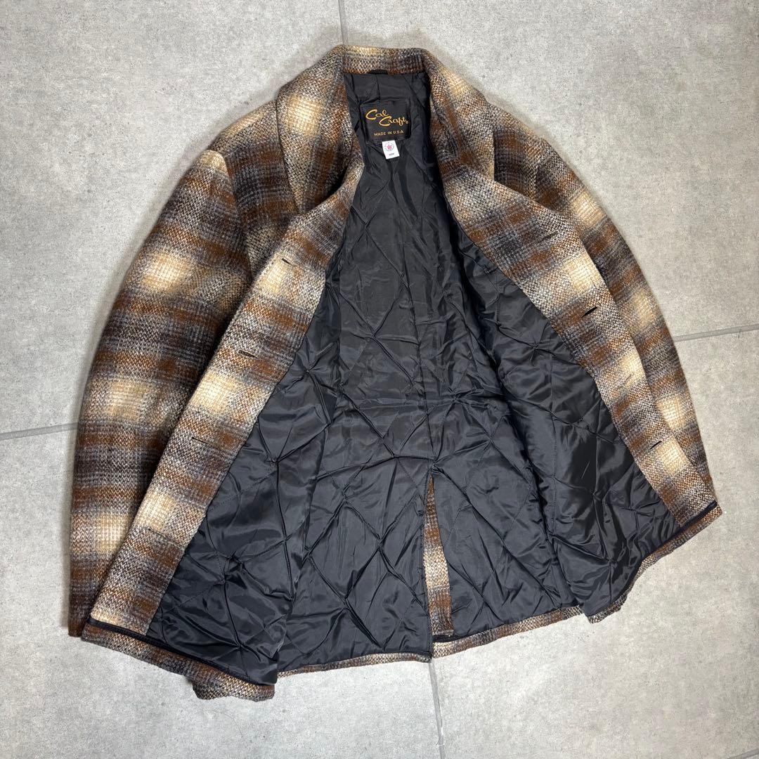 Cal Craft　ピーコート　USA製　90s　オンブレチェック　キルティング