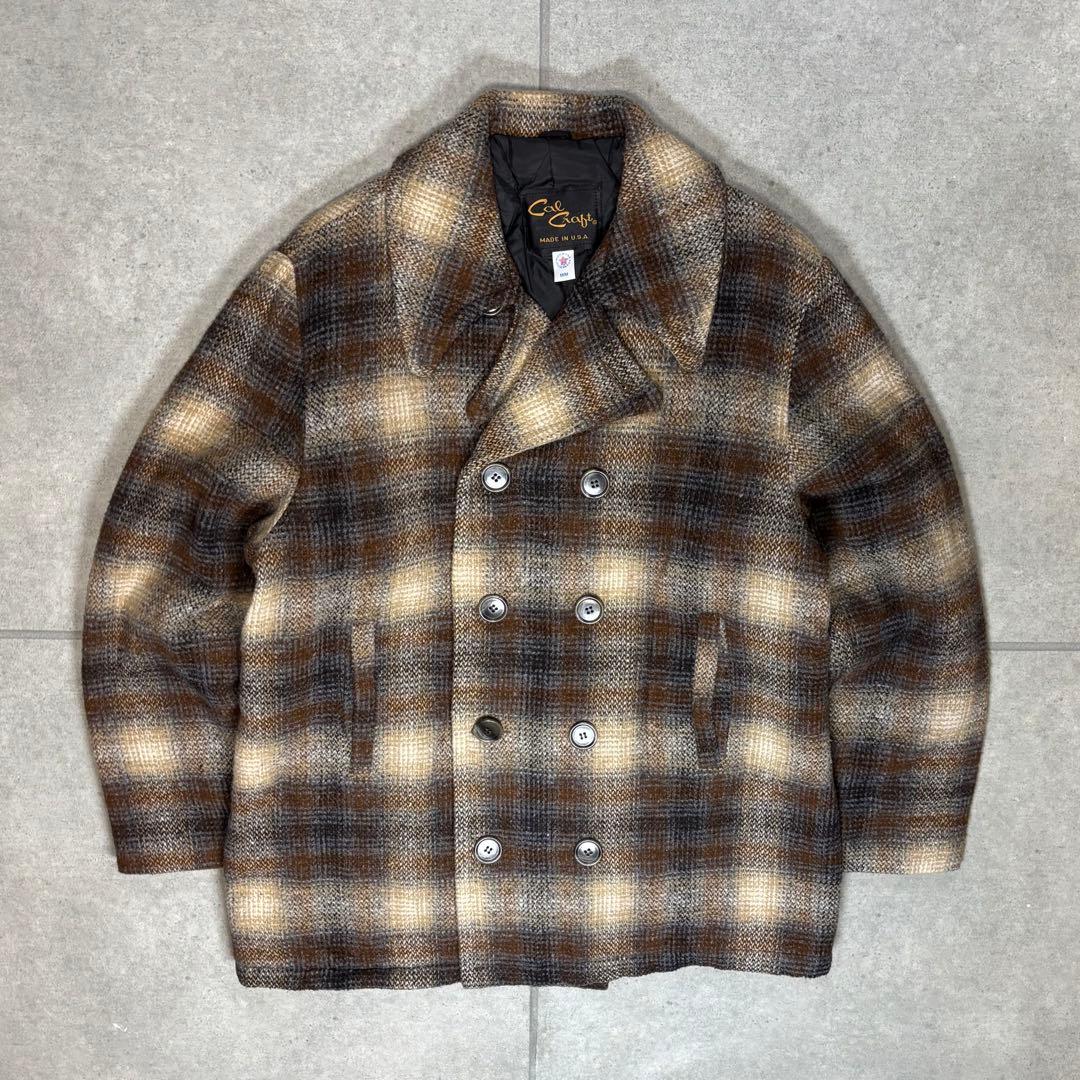 Cal Craft　ピーコート　USA製　90s　オンブレチェック　キルティング