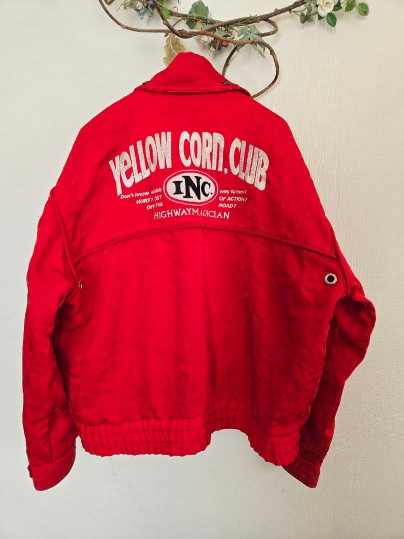 YELLOW CORN バイク用刺繍レッドジャケット