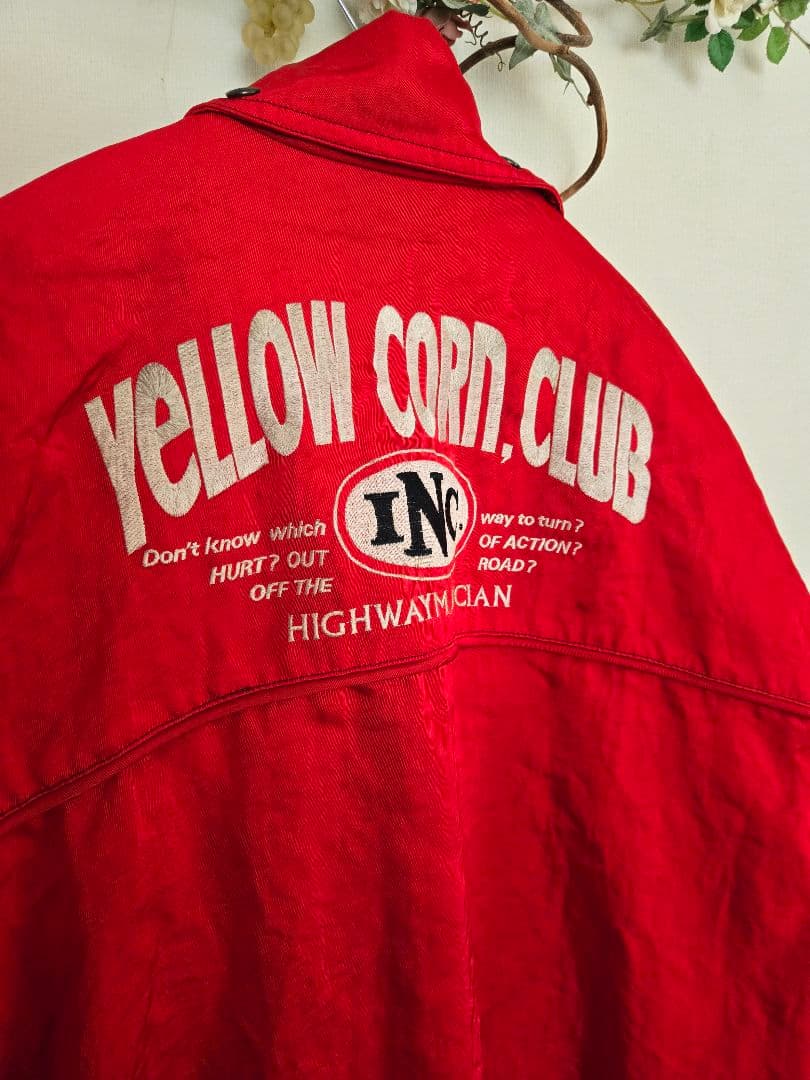 YELLOW CORN バイク用刺繍レッドジャケット