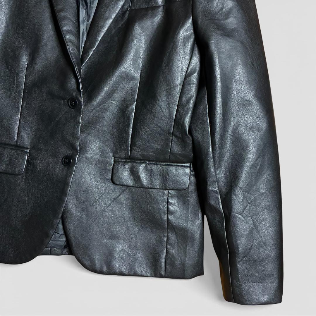 未使用 レザーテーラードジャケット ブラック 黒 2B シングル モード Y2K