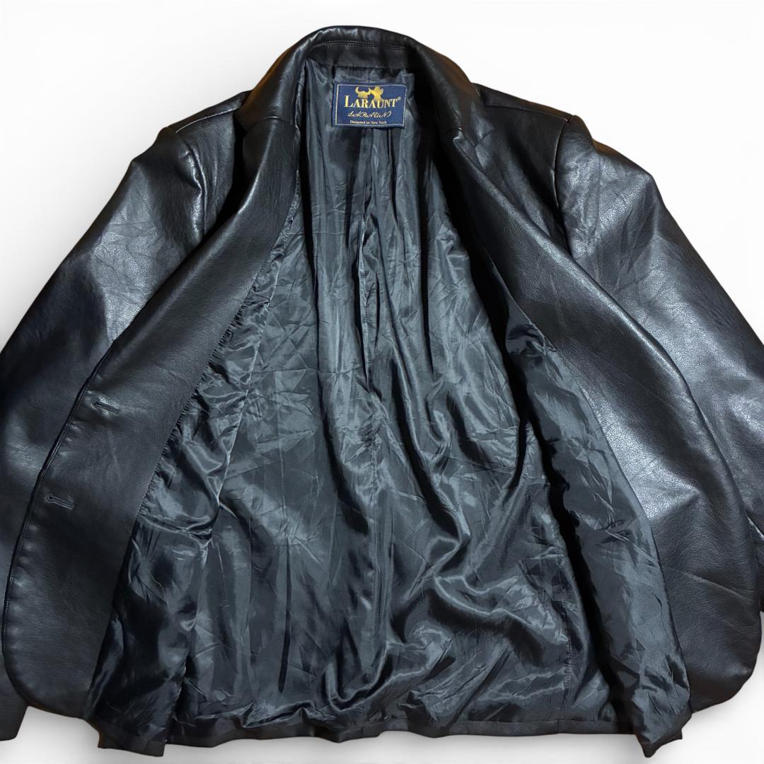未使用 レザーテーラードジャケット ブラック 黒 2B シングル モード Y2K