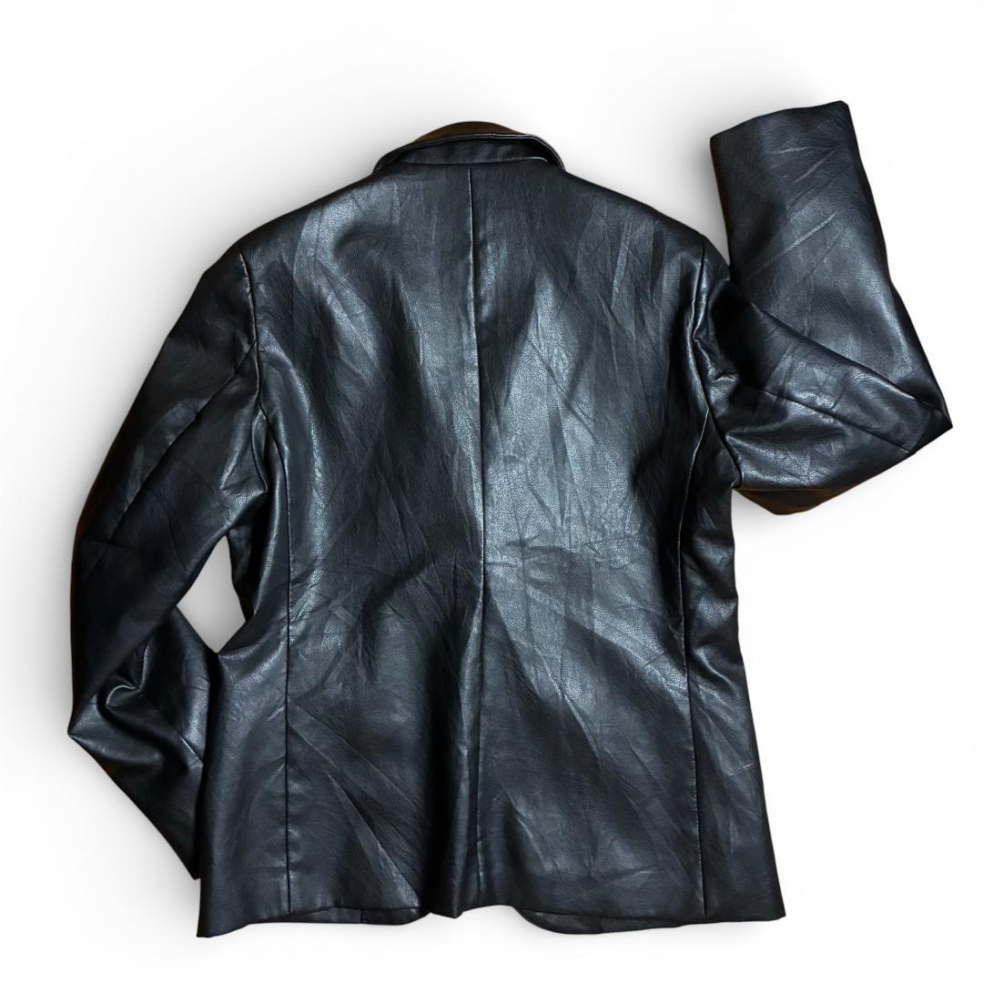 未使用 レザーテーラードジャケット ブラック 黒 2B シングル モード Y2K