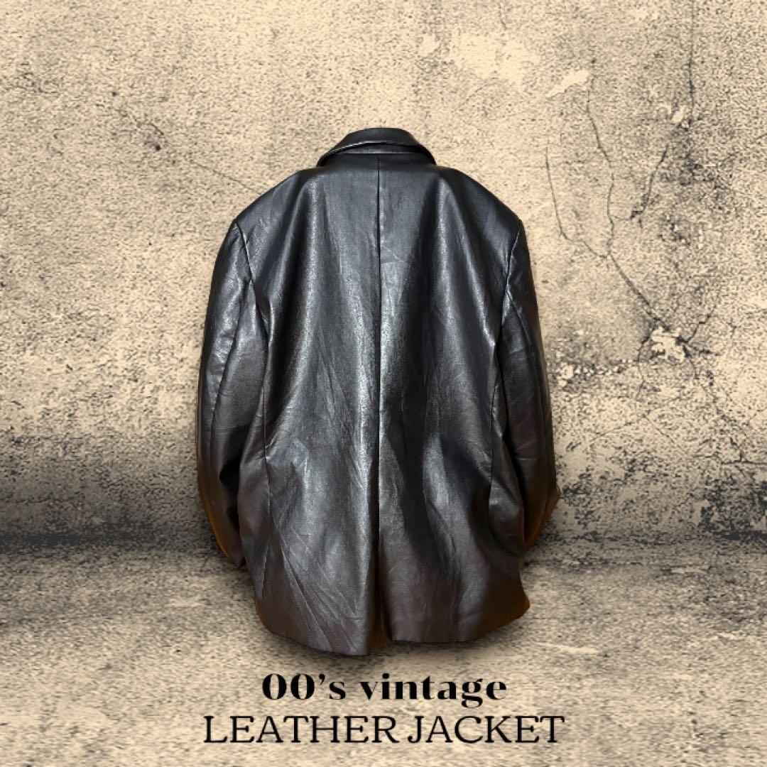 未使用 レザーテーラードジャケット ブラック 黒 2B シングル モード Y2K