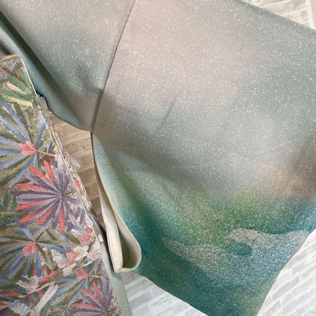 訪問着　フルセット　叩き染　爽やかなお色味　着物　L3