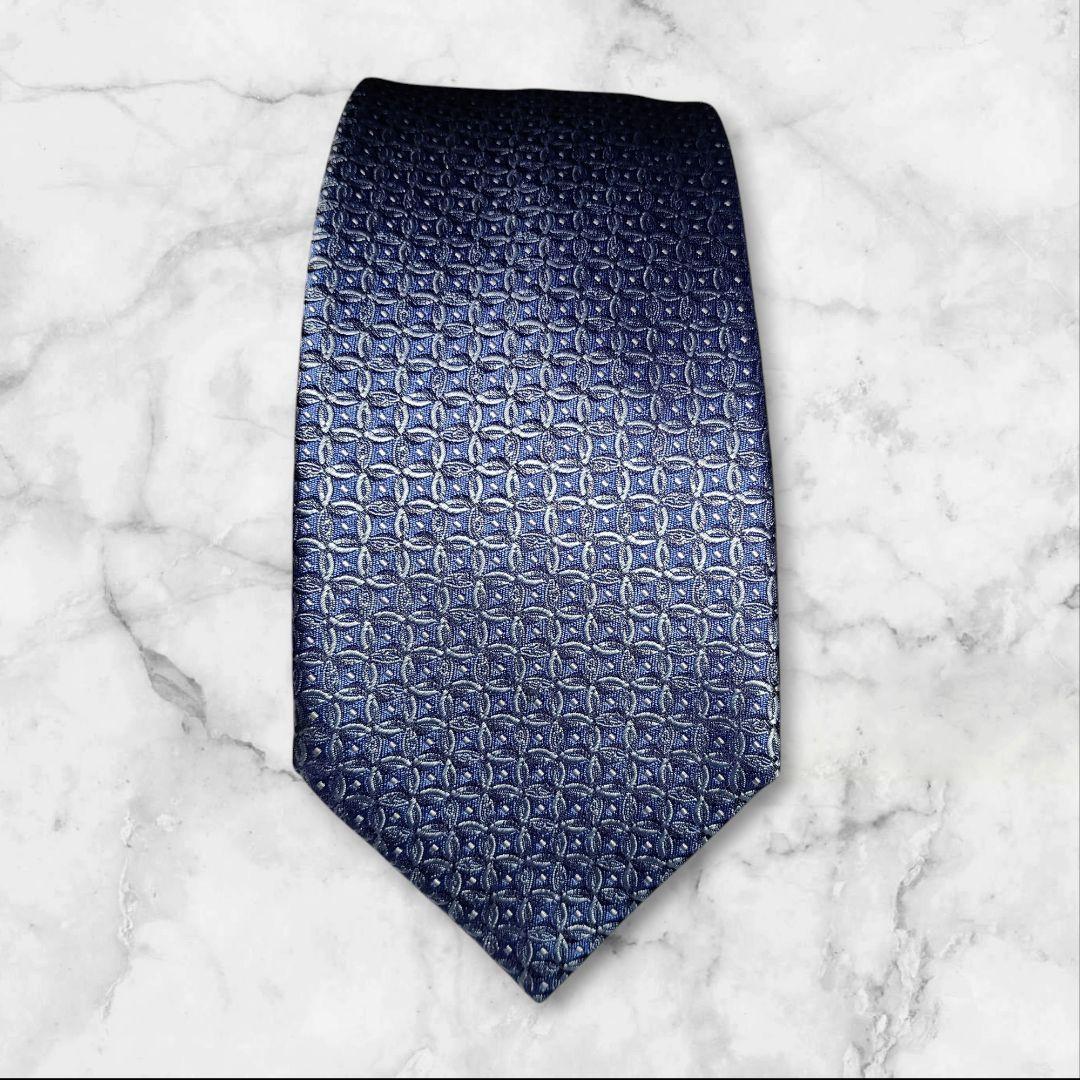 高級ブリオーニネクタイ　ブルー系　　光沢　おしゃれ