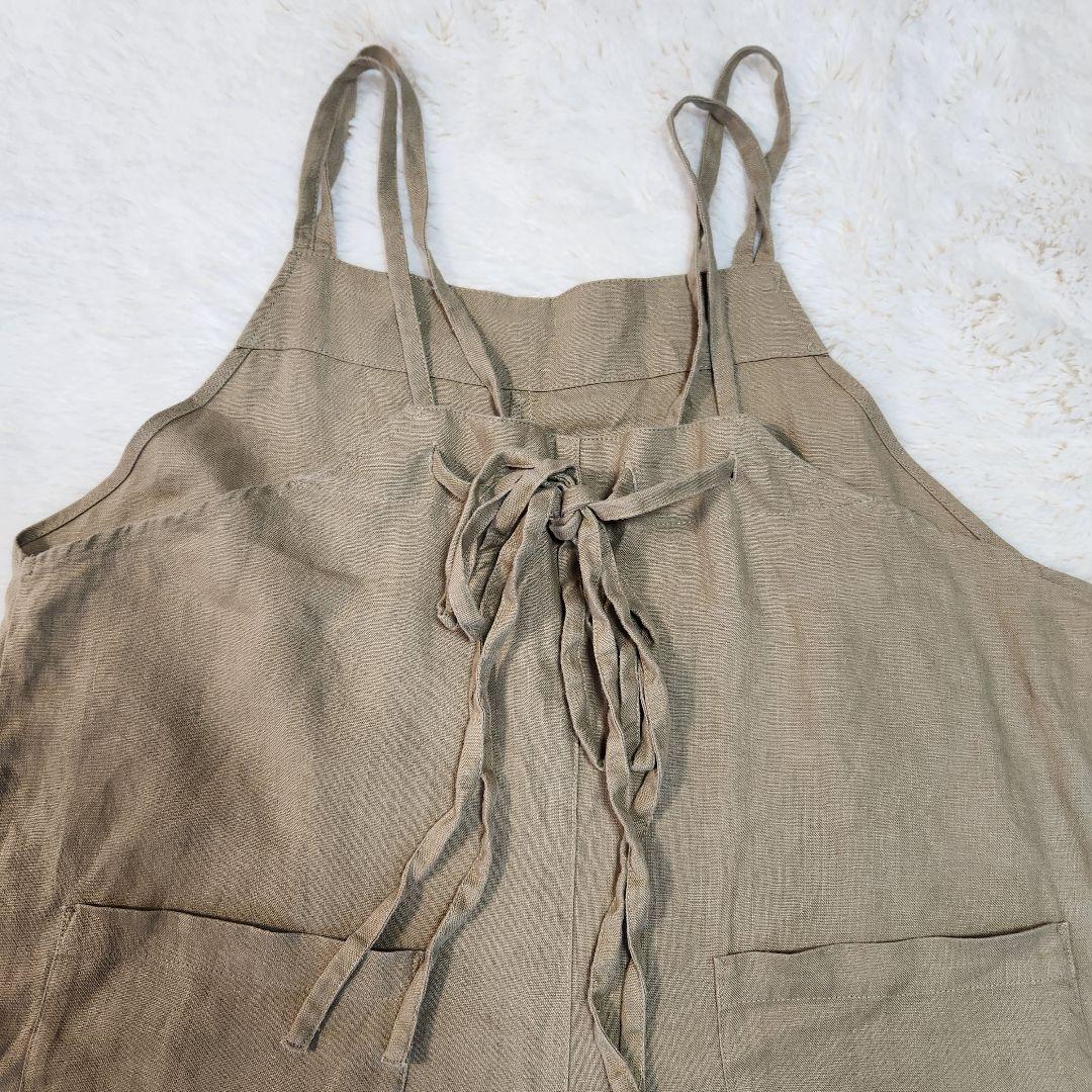 ◆23SS かぐれ リネンサロペットオーバーオール 後ろ紐 両サイドポケット