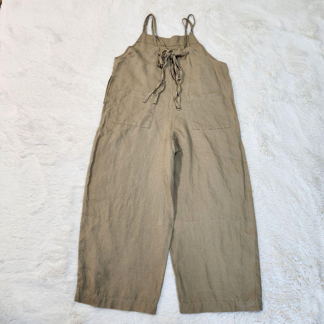 ◆23SS かぐれ リネンサロペットオーバーオール 後ろ紐 両サイドポケット