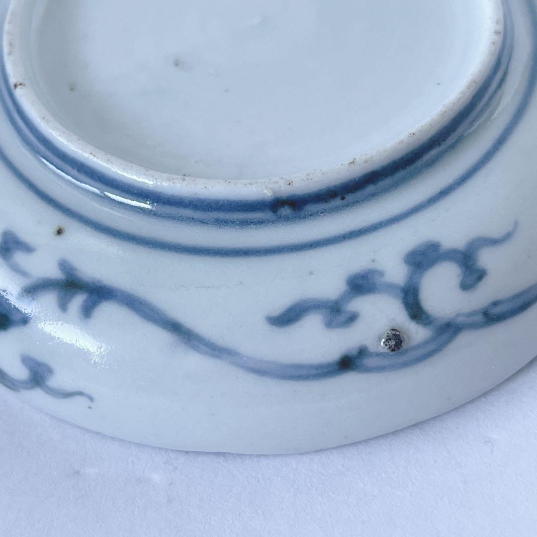 古伊万里　染付　逆蛸唐草　小皿　骨董