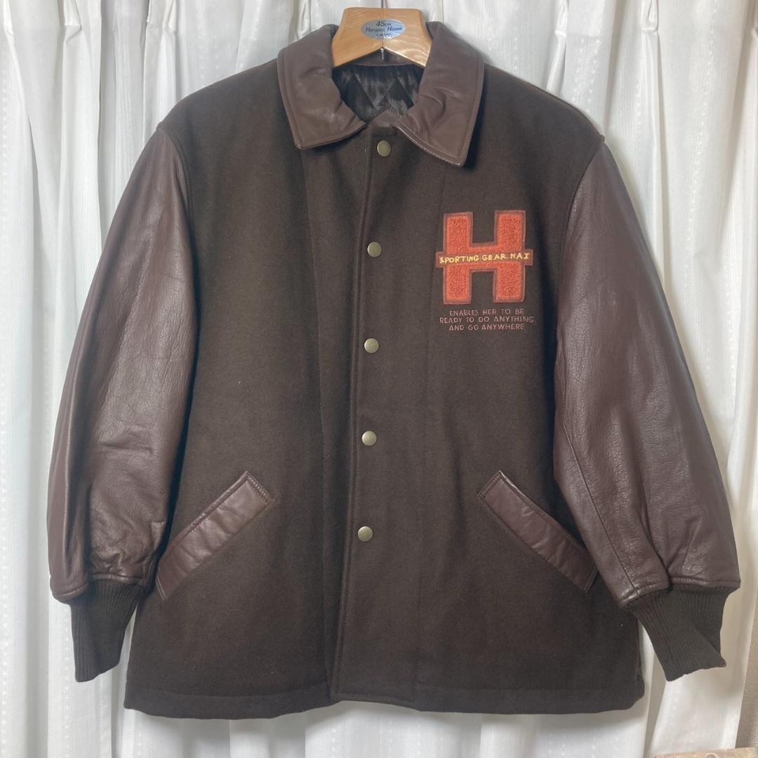 ▼HAI SPORTING GEAR スタジャン　90’ｓ　牛革　ブラウン