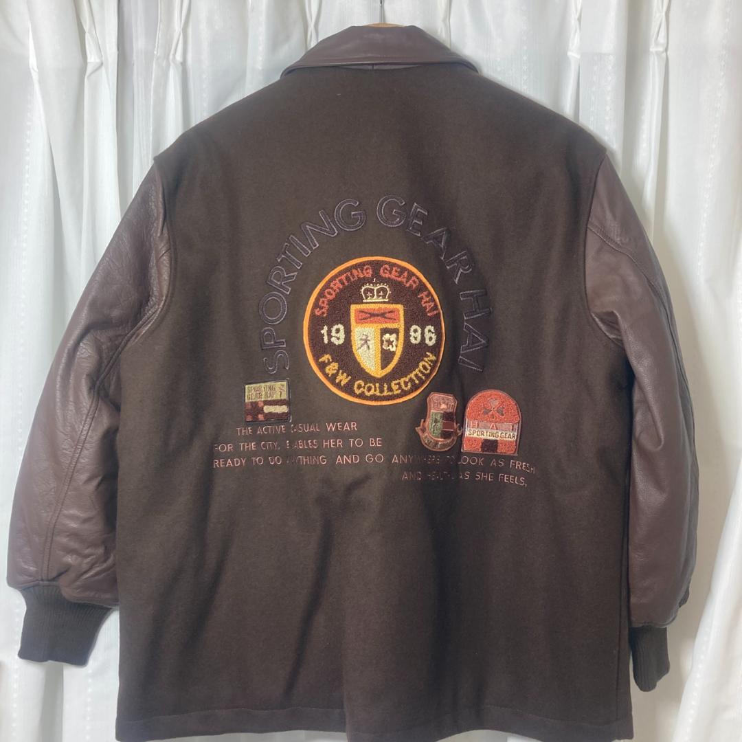 ▼HAI SPORTING GEAR スタジャン　90’ｓ　牛革　ブラウン