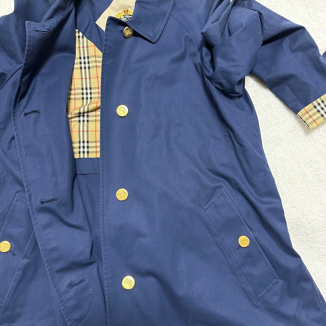 美品　Burberry ステンカラーコート　ビンテージ　ネイビー ノバチェック