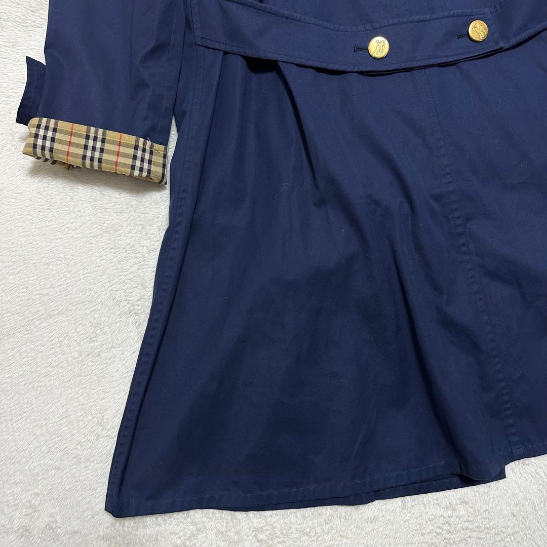 美品　Burberry ステンカラーコート　ビンテージ　ネイビー ノバチェック