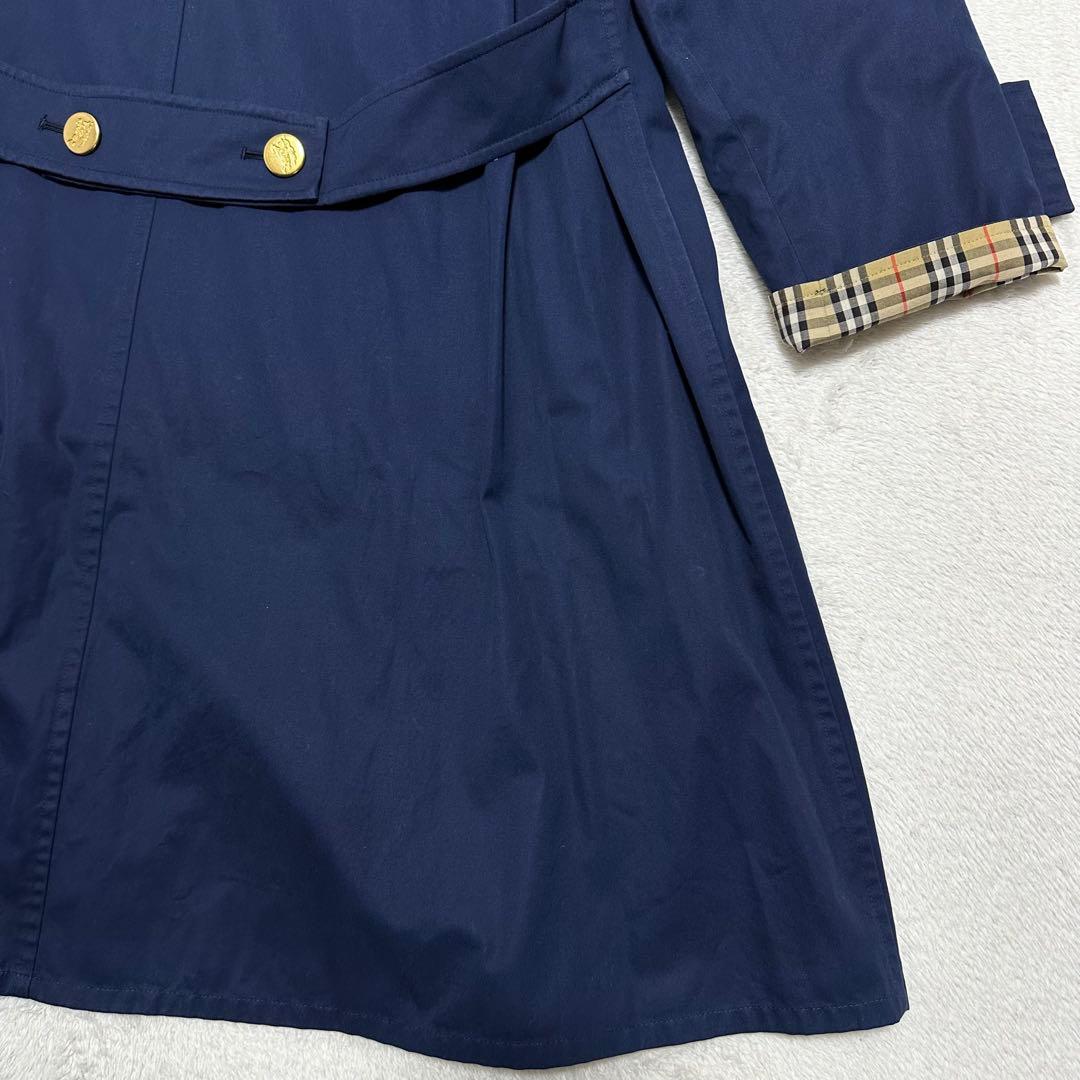 美品　Burberry ステンカラーコート　ビンテージ　ネイビー ノバチェック