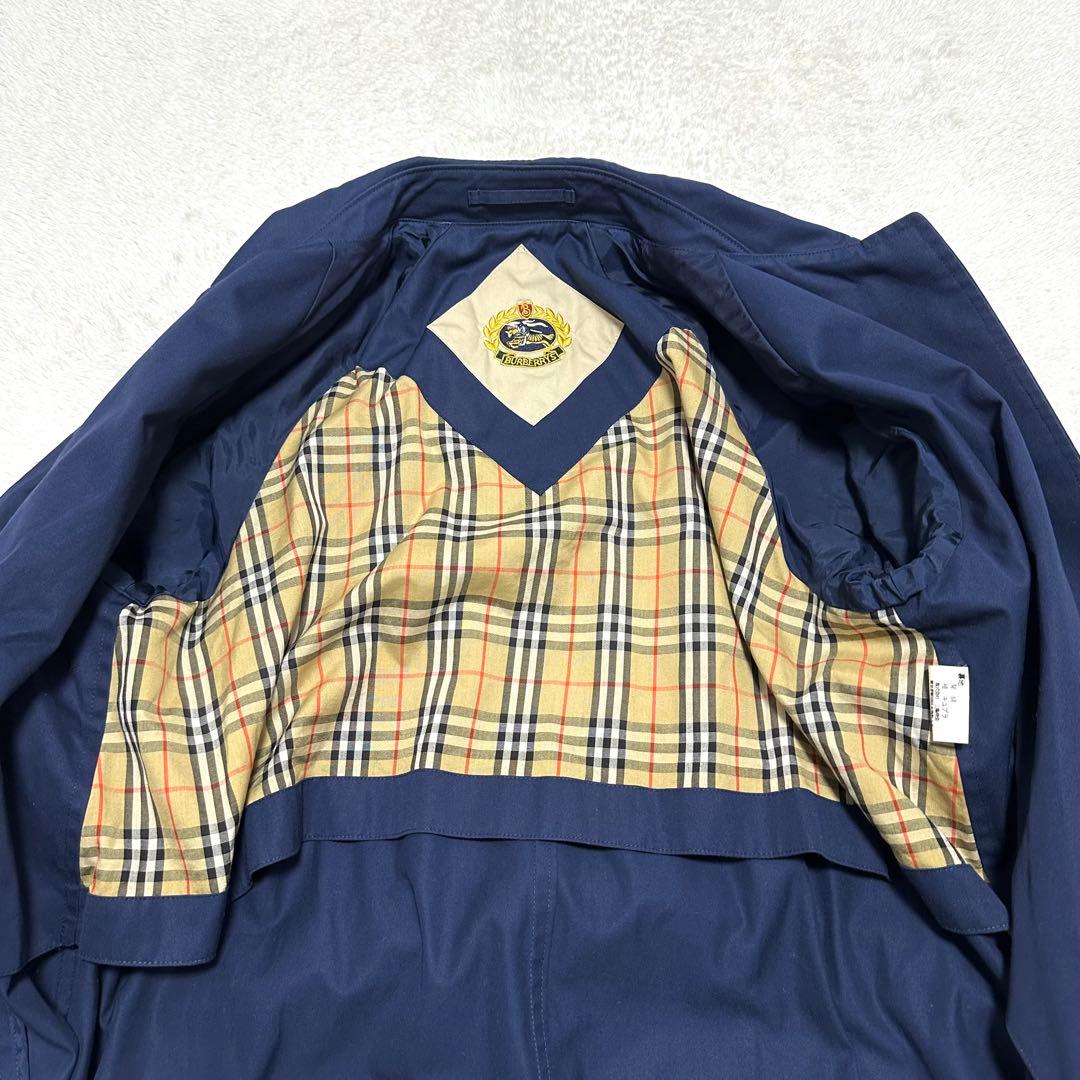 美品　Burberry ステンカラーコート　ビンテージ　ネイビー ノバチェック