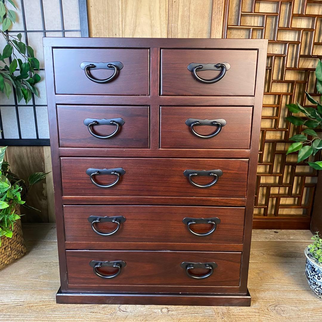 訳あり品！【129】民芸家具桐材多引き出しチェストタンスD48㎝×65㎝完成品