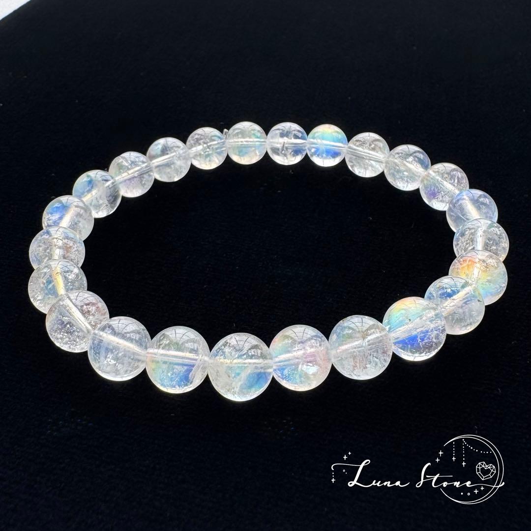 【極上マダガスカル産 レインボームーンストーン】優しい輝き 天然石 ブレスレット