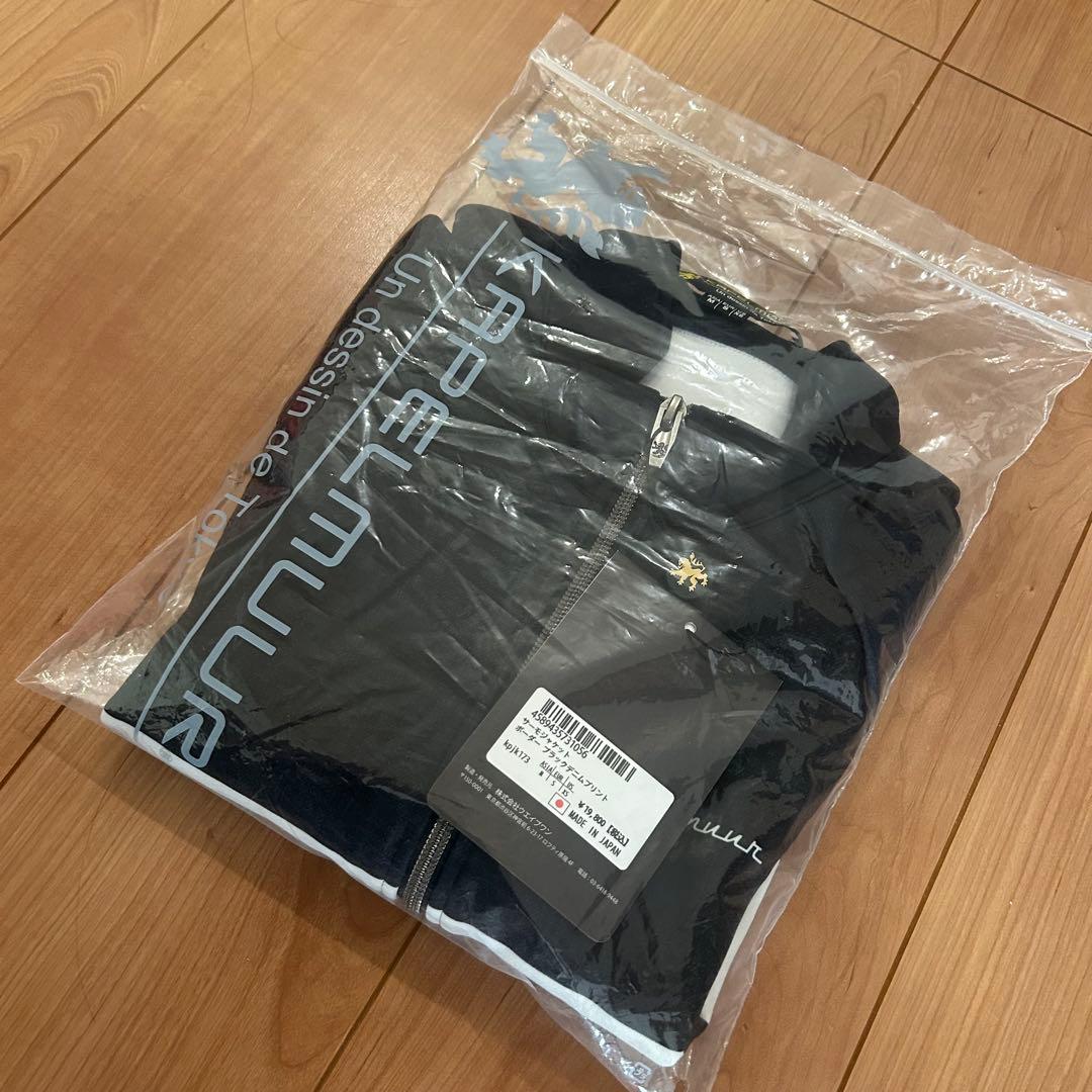 ■新品■　カペルミュール　M　サーモジャケット ボーダー ブラックデニムプリント