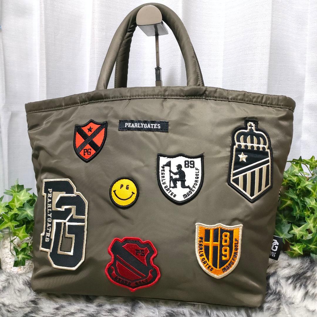 希少完売品 パーリーゲイツ ゴルフロッカーバッグ 総柄 ワッペン カーキ