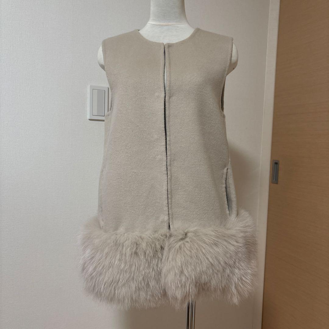 U-BIG 石井毛皮　ダブルフェイスフォックスファージレ　ベージュ　サイズS