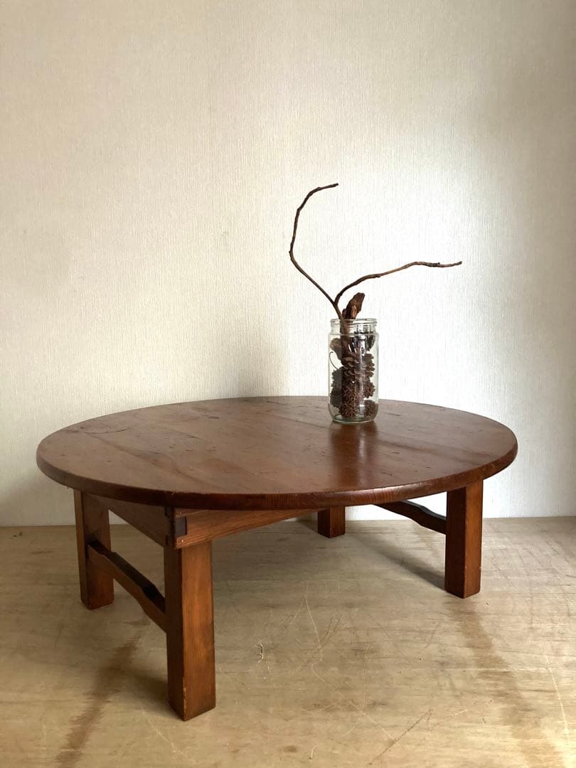 【送料込】ヴィンテージのちゃぶ台　円卓　天板直径68cm