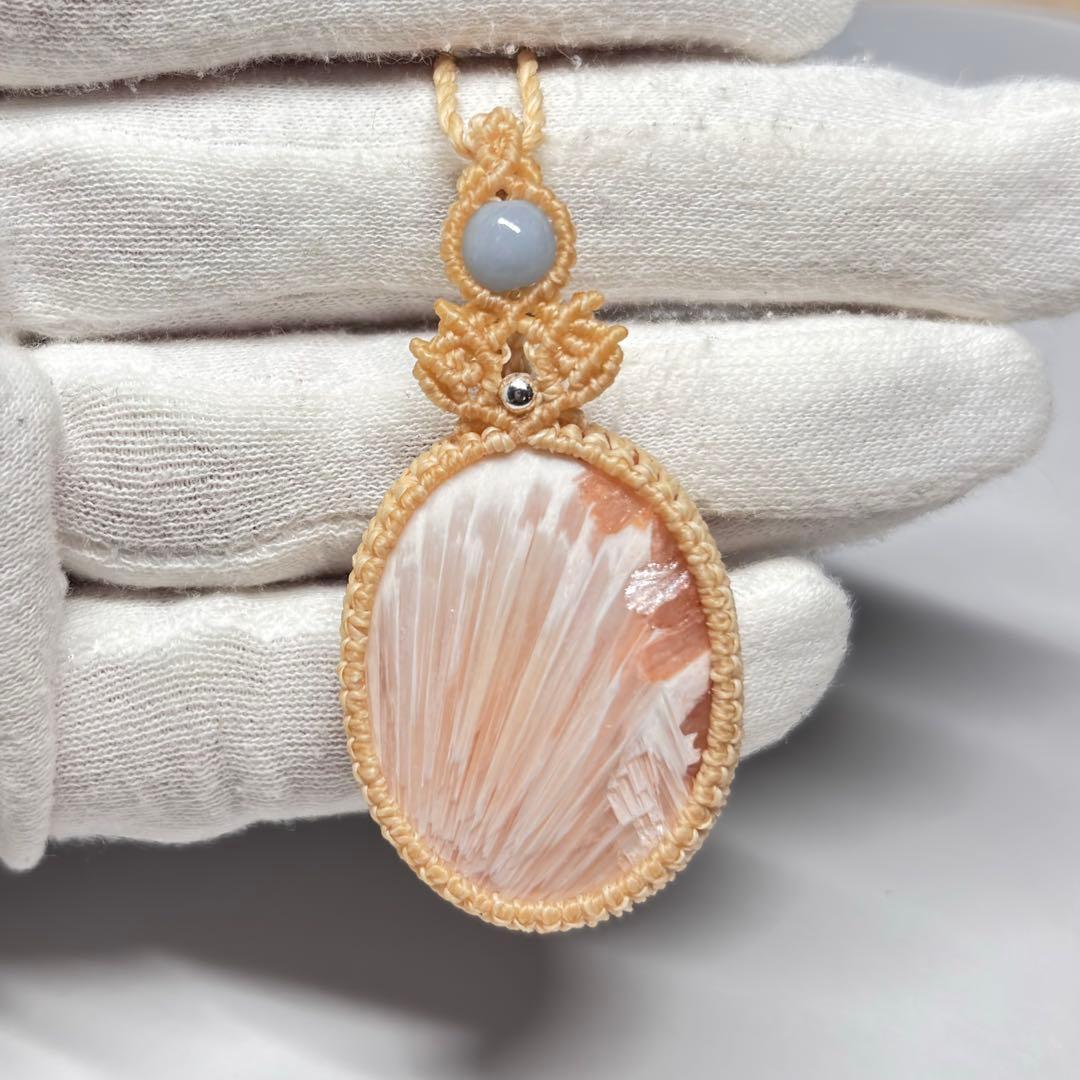 #2116 ♡ピンクスコレサイト&ムーンストーン天然石♡マクラメネックレス