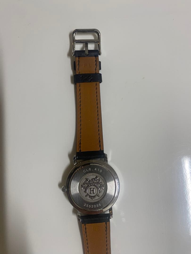 HERMES クリッパー　ブラックレザーバンド