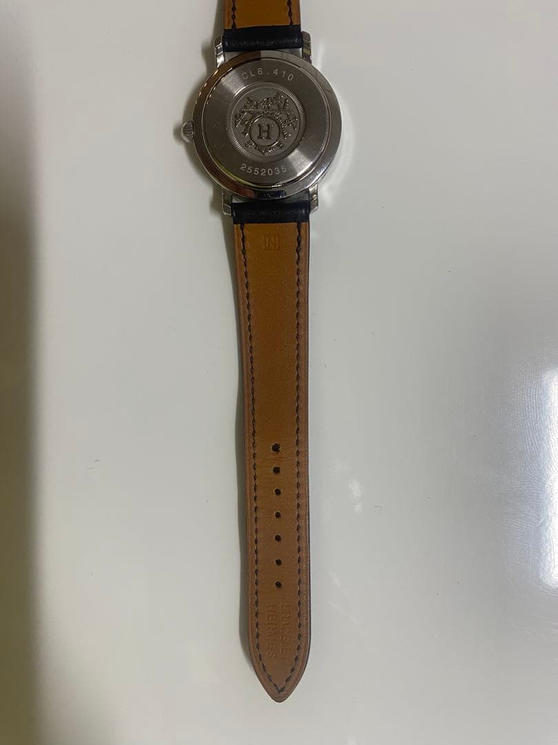 HERMES クリッパー　ブラックレザーバンド