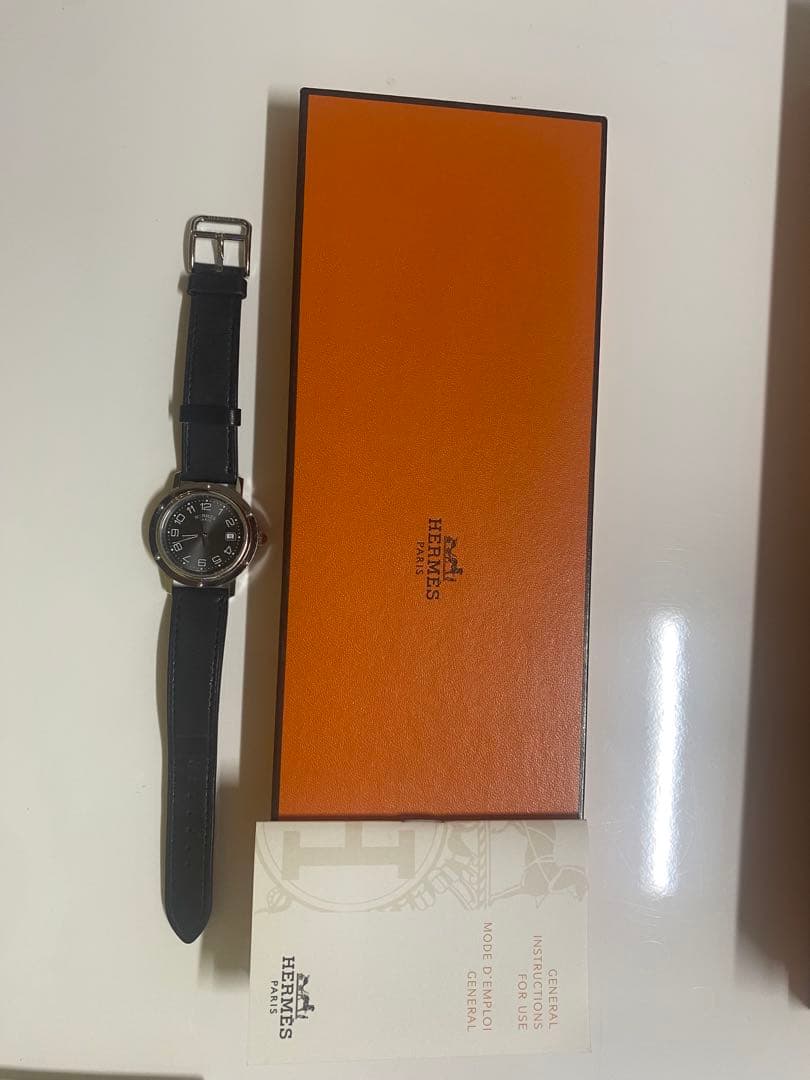 HERMES クリッパー　ブラックレザーバンド
