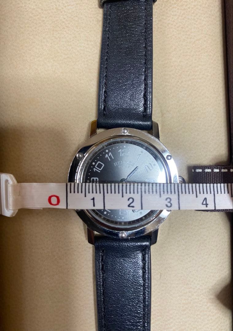 HERMES クリッパー　ブラックレザーバンド