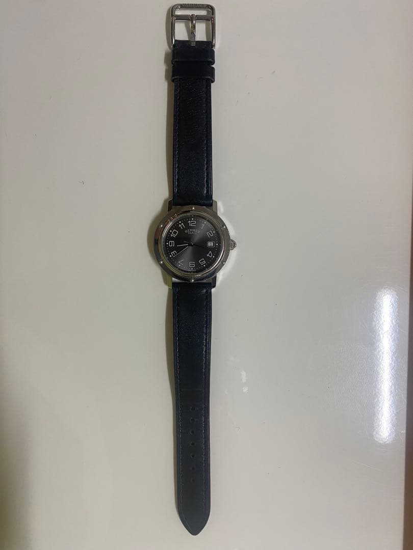 HERMES クリッパー　ブラックレザーバンド
