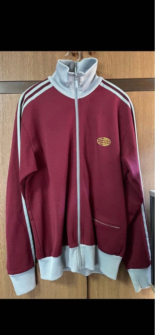 adidas バーガンディ ジッパージャージ Lサイズ