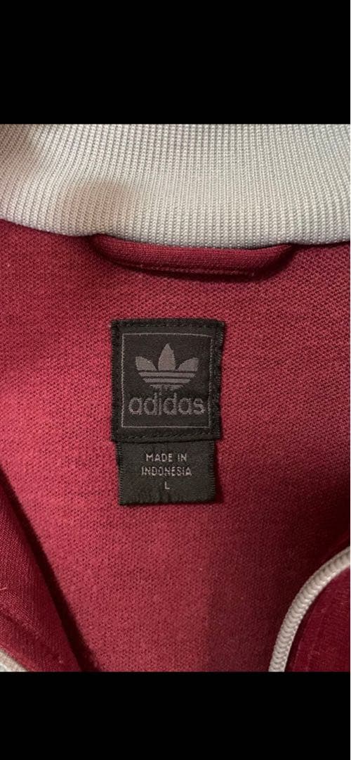 adidas バーガンディ ジッパージャージ Lサイズ