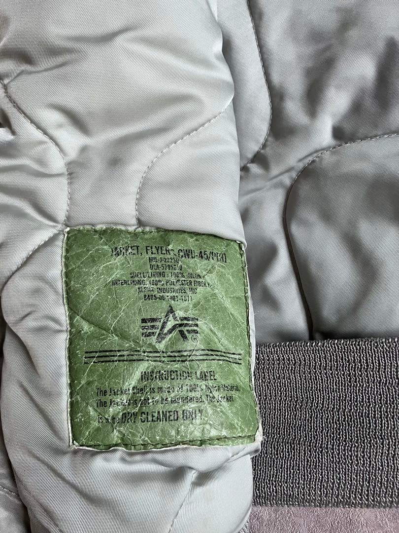 ALPHA cwu-45p ミリタリー フライトジャケット シルバーグレー系 L