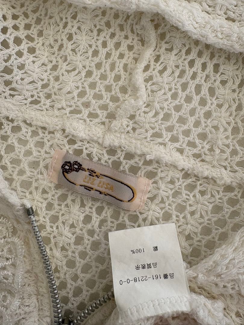 レアデザイン❤︎LIZLISA鍵網み蝶々パールフラワージップパーカー甘めフェアリー