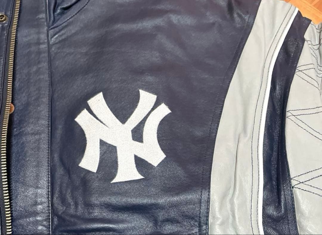 【希少】ヤンキース　レザー 刺繍ロゴスタジャン ネイビー/グレー　STARTER