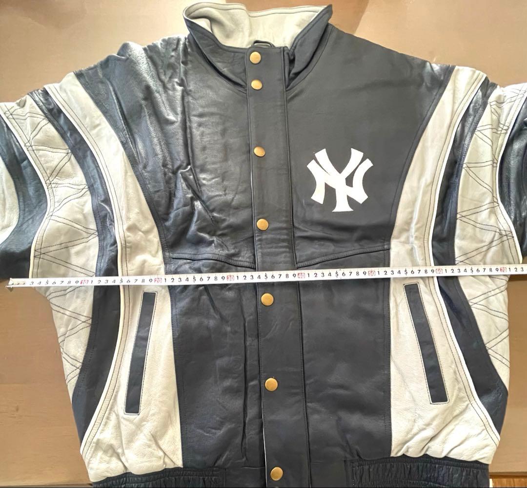 【希少】ヤンキース　レザー 刺繍ロゴスタジャン ネイビー/グレー　STARTER