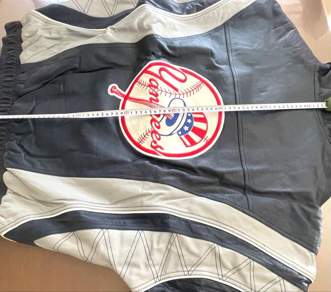 【希少】ヤンキース　レザー 刺繍ロゴスタジャン ネイビー/グレー　STARTER